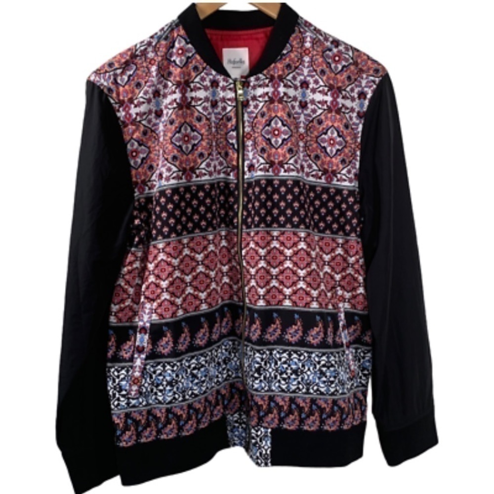 Rafaella Weekend Womens Jacket Full Zipper Long Sleeve Coat Flowers Size Lp